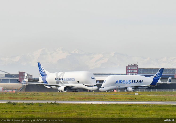 BelugaXL 2 MSN1853 and Beluga together - First flight  BelugaXL 2 MSN1853 and Beluga together - First flight