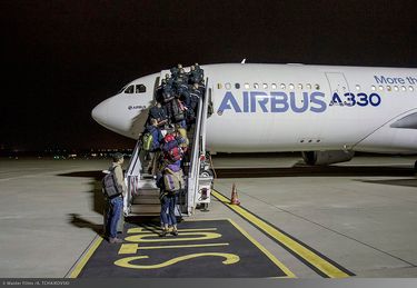 Embarking of aid workers at Lyon Embarking of aid workers at Lyon