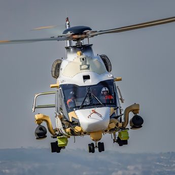 An H160 prototype equipped with models of the H160M sensors, weapons and systems. An H160 prototype equipped with models of the H160M sensors, weapons and systems