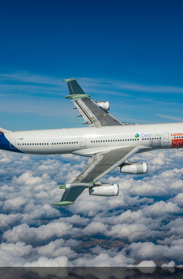 A340 laminar flow BLADE demonstrator first flight - in flight A340 laminar flow BLADE demonstrator first flight - in flight