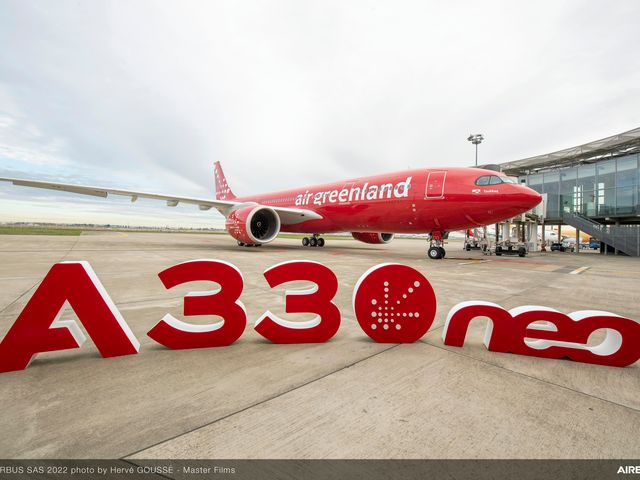 A330neo Air Greenland on ground with letters A330neo Air Greenland on ground with letters