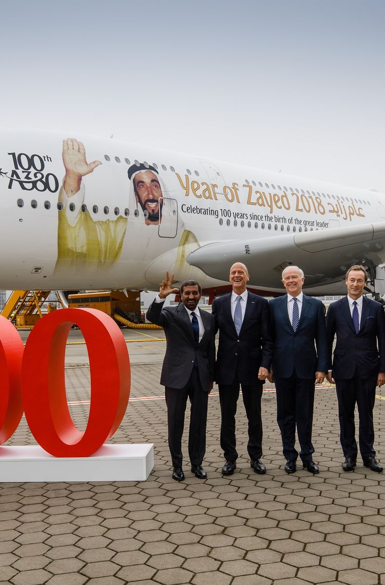 Emirates welcomes 100th A380 to its fleet celebrating milestone delivery in Hamburg Emirates welcomes 100th A380 to its fleet celebrating milestone delivery in Hamburg