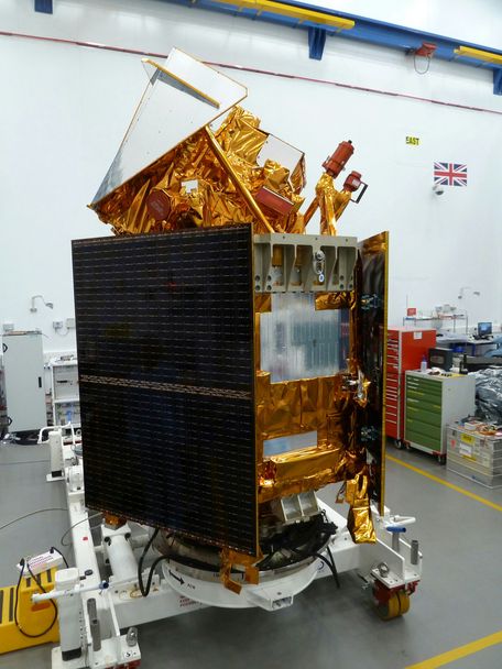 Airbus-built Sentinel-5P in clean room, Stevenage