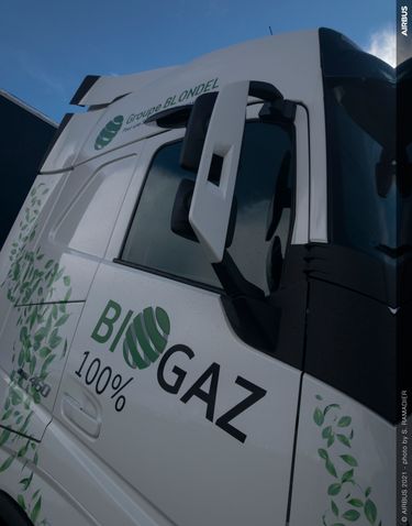 Biogas truck close up - Airbus Summit 2021 day 1 Biogas truck close up - Airbus Summit 2021 day 1