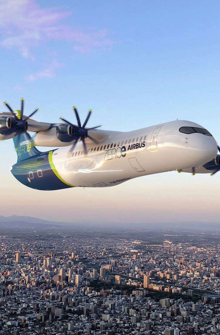 ZEROe fully electric hydrogen-powered four pod aircraft ZEROe fully electric hydrogen-powered four pod aircraft