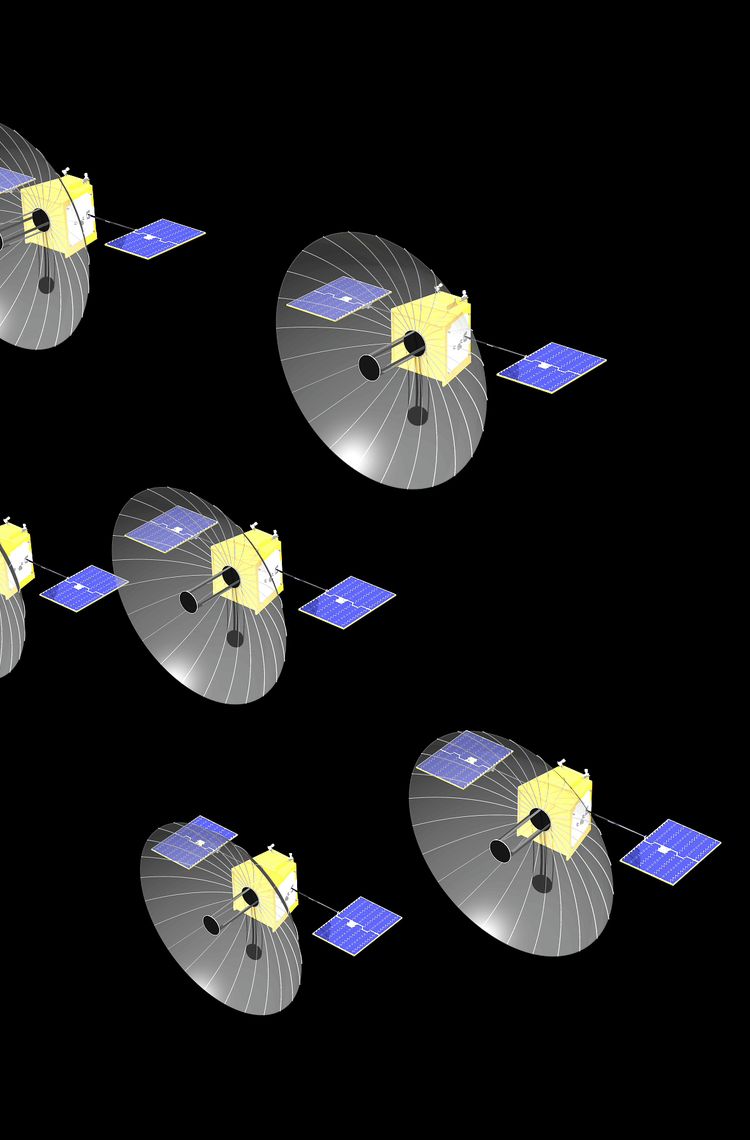 Artist impression of an Oberon Project Spacecraft Cluster Artist impression of an Oberon Project Spacecraft Cluster