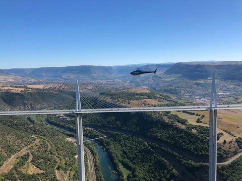 The best way to get a view of the Viaduc de Millau during the tour de France.