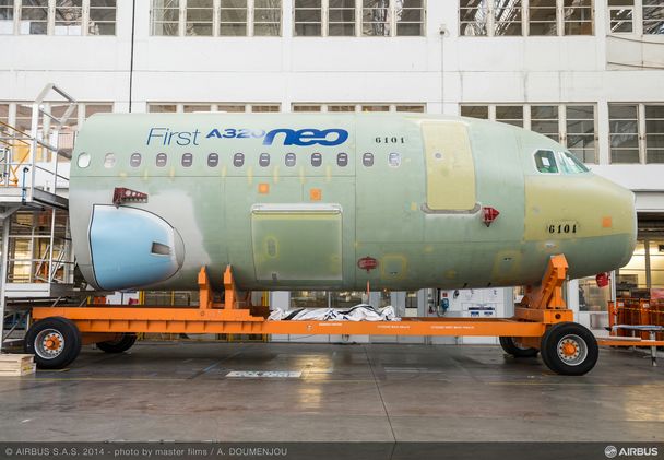 First A320neo Airbus sections into FAL