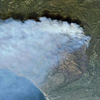 Wildfires in Los Angeles, Palissades from space Wildfires in Los Angeles, Palissades from space