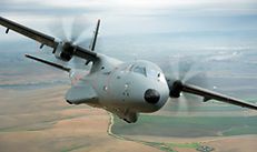 Airbus C295 transport aircraft flying Airbus C295 transport aircraft flying