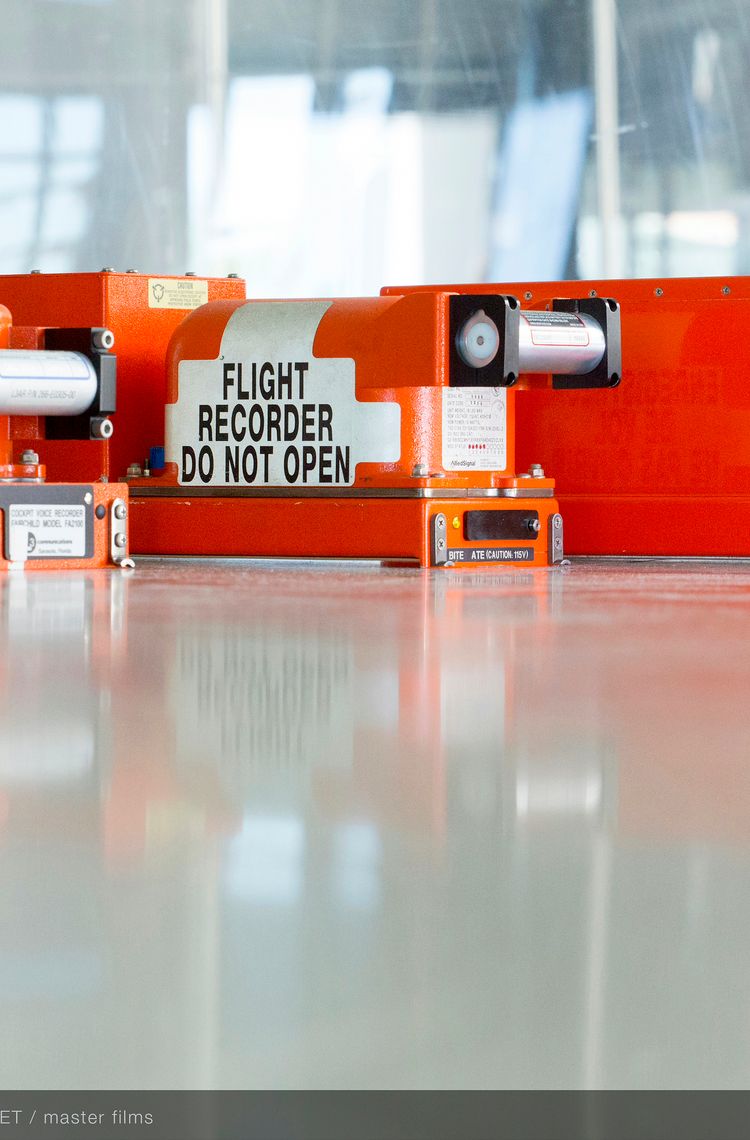 Flight recorders data inspection by Airbus - close up Flight recorders data inspection by Airbus - close up