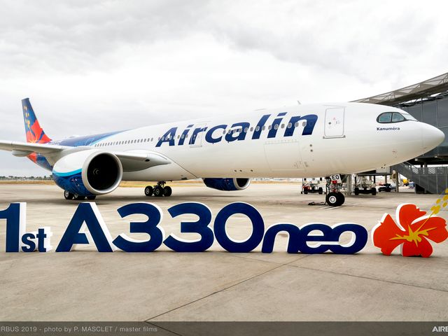 Letters in front of A330-900 Aircalin MSN1937 on ground Letters in front of A330-900 Aircalin MSN1937 on ground