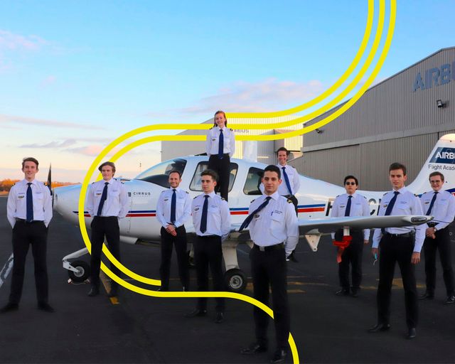 AFA - Large group of cadets on tarmac with aircraft with stripes AFA - Large group of cadets on tarmac with aircraft with stripes