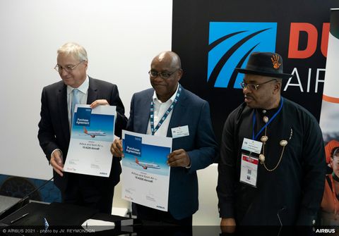 Dubai Airshow Day 3 - Airbus and Ibom Air signature for 10 A220