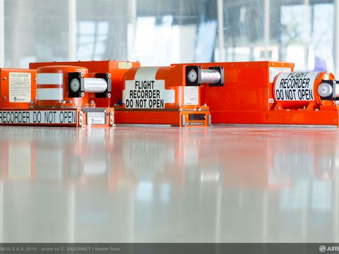 Flight recorders data inspection by Airbus - close up Flight recorders data inspection by Airbus - close up