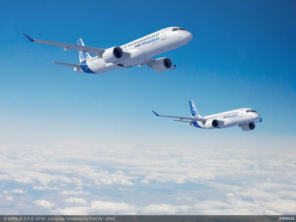Airbus A220 Family in flight
