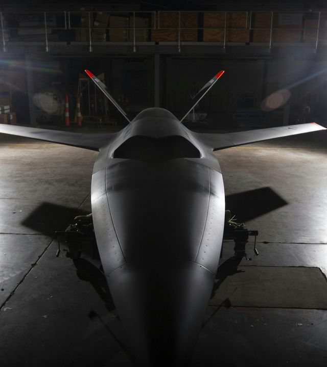 XQ-58A in hangar XQ-58A in hangar
