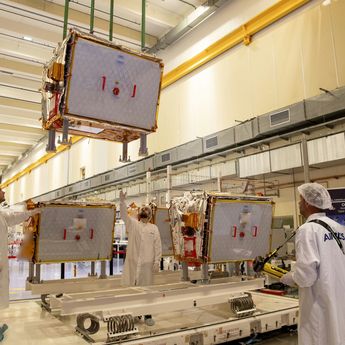 The four CO3D satellites ready for shipment in Toulouse France  The four CO3D satellites ready for shipment in Toulouse France