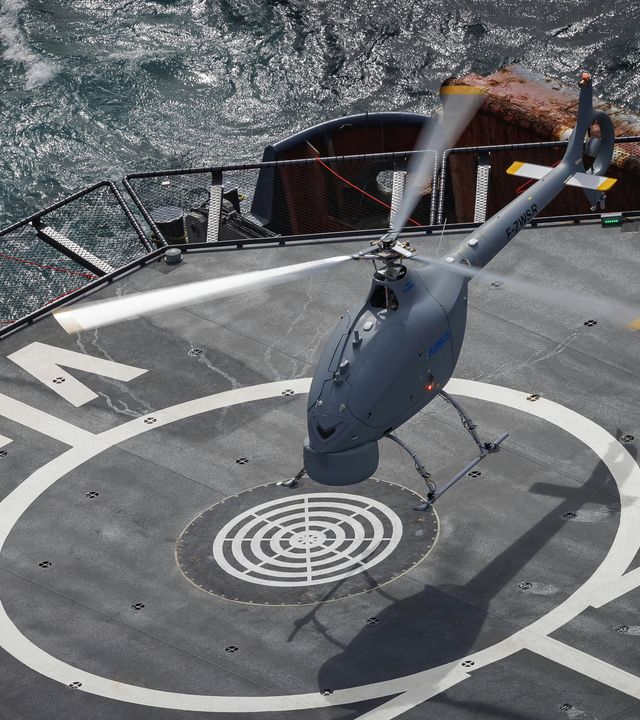 The VSR700 lands itself on the deck of a French frigate The VSR700 lands itself on the deck of a French frigate