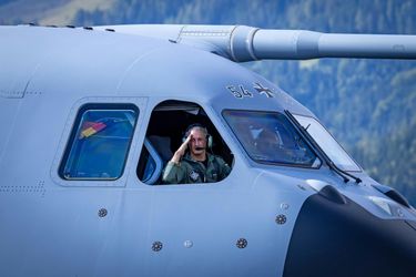 Lieutenant Colonel Gunnar K. salutes the crowd after the German Air Force’s A400M display Lieutenant Colonel Gunnar K. salutes the crowd after the German Air Force’s A400M display