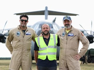 Members of the flight test engineering team, from left to right: Javier Para, José Luis Jaraiz and César González Members of the flight test engineering team, from left to right: Javier Para, José Luis Jaraiz and César González