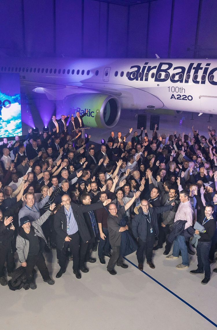 Celebrating 100th A220 produced for a customer Celebrating 100th A220 produced for a customer