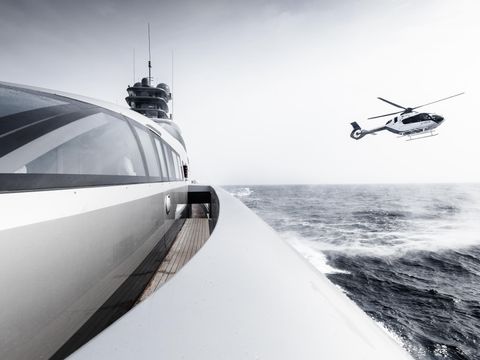 ACH135 Helionix during the 2018 Monaco Yacht Show, view from a yacht ACH135 Helionix during the 2018 Monaco Yacht Show, view from a yacht
