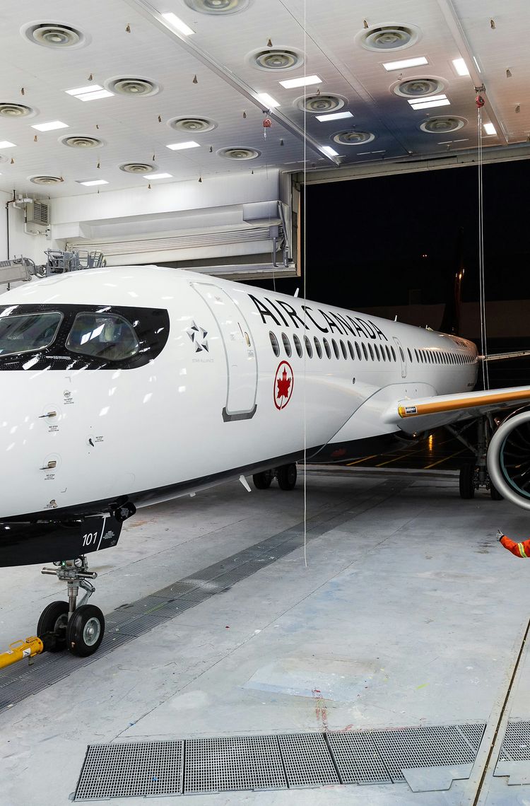 Air Canada A220 in paint shop Air Canada A220 in paint shop