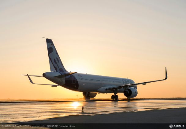 A321neo MSN6673 Flooded Test with sunset A321neo MSN6673 Flooded Test with sunset