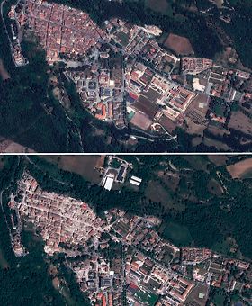 Pléiades comparison images before and after the Earthquake in Italy Pléiades comparison images before and after the Earthquake in Italy