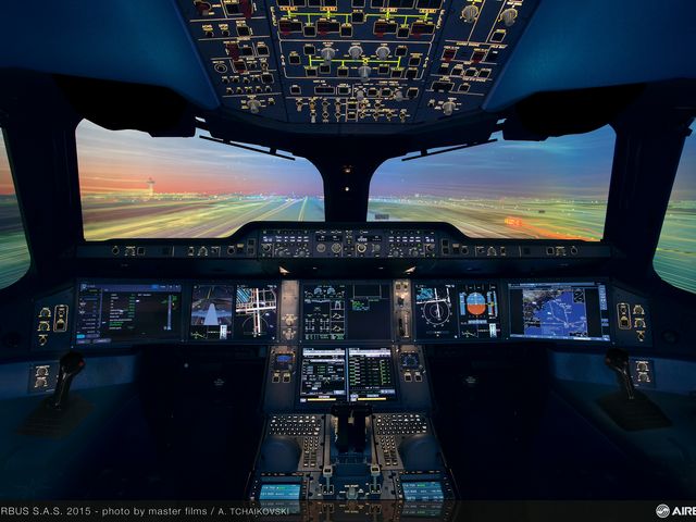 A350 cockpit by night A350 cockpit by night