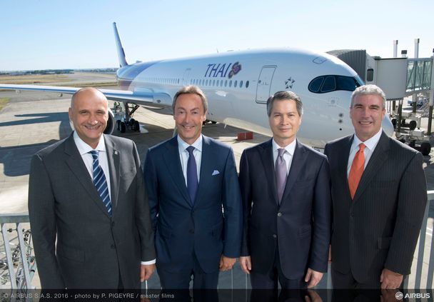 CEOs in front of the First A350 XWB delivery to Thai Airways
