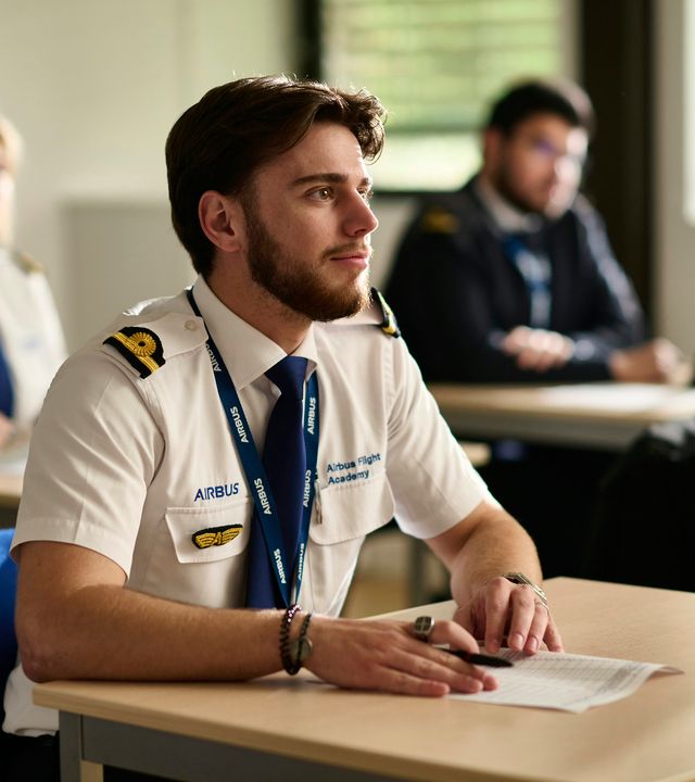 AFA - Male cadet in a classroom Cadets following a theoretical ATPL course in an Airbus Flight Academy Europe classroom