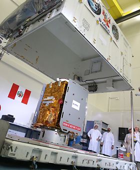 PerùSAT-1 satellite storage in Airbus Toulouse cleanroom PerùSAT-1 satellite storage in Airbus Toulouse cleanroom