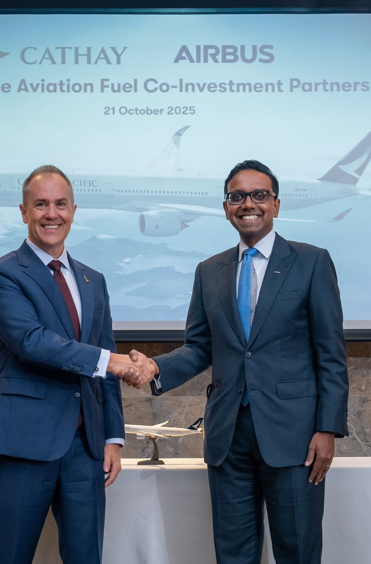 Cathay and Airbus form co-investmen partnership for scaling sustainable aviation fuel adoption Cathay and Airbus form co-investmen partnership for scaling sustainable aviation fuel adoption