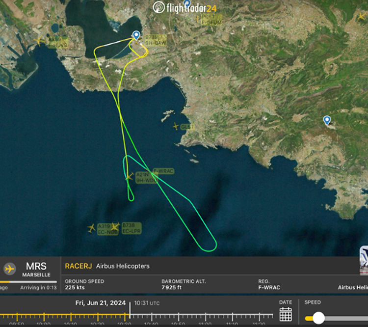 Flightradar24 view of Racer Flightradar24 view of Racer