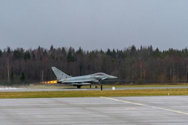 Spanish Eurofighter taking off during a Quick Reaction Alert (QRA) mission in Estonia Spanish Eurofighter taking off during a Quick Reaction Alert (QRA) mission in Estonia