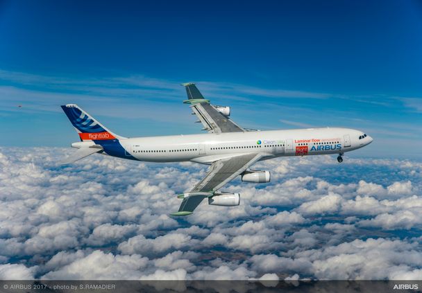 A340 laminar flow BLADE demonstrator first flight - in flight