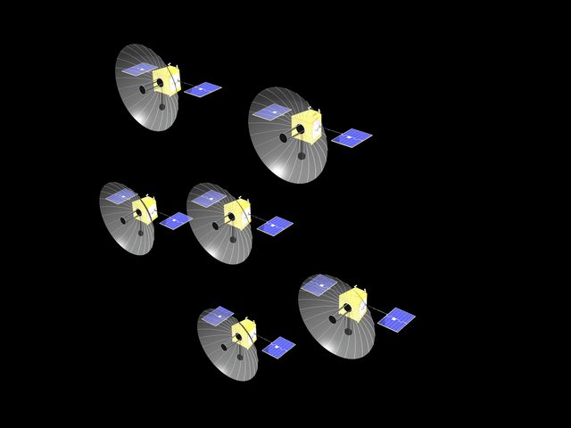 Artist impression of an Oberon Project Spacecraft Cluster Artist impression of an Oberon Project Spacecraft Cluster