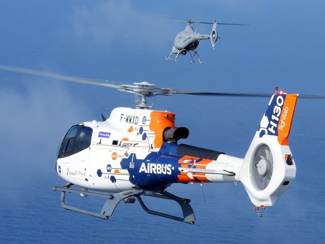 The H130 FlightLab as a manned platform and the VSR700 unmanned aerial system (UAS) The H130 FlightLab as a manned platform and the VSR700 unmanned aerial system (UAS)