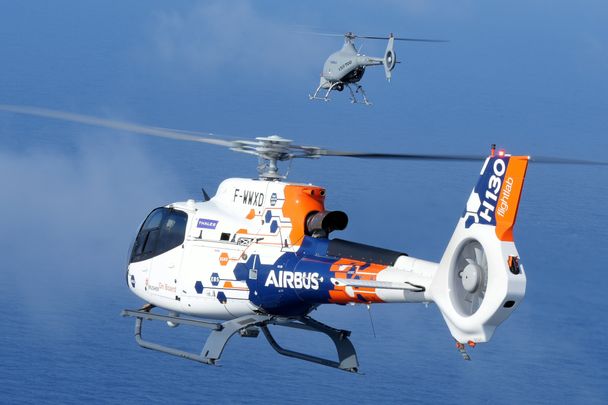 The H130 FlightLab as a manned platform and the VSR700 unmanned aerial system (UAS) EXPH-2302-7