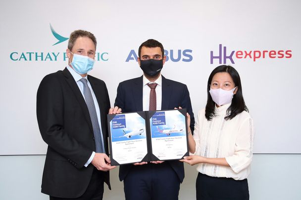 Cathay Pacific Airbus and HK Express signature