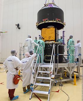 PerúSAT-1 satellite prepared for the launch at Kourou PerúSAT-1 satellite prepared for the launch at Kourou