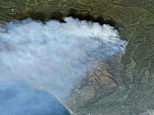 Wildfires in Los Angeles, Palissades from space Wildfires in Los Angeles, Palissades from space