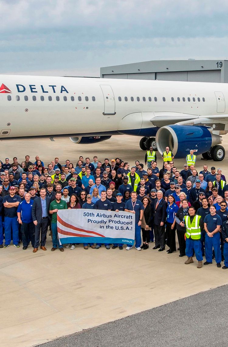 Airbus delivers the 50th A320 Family jetliner from Mobile, Alabama Airbus delivers the 50th A320 Family jetliner from Mobile, Alabama