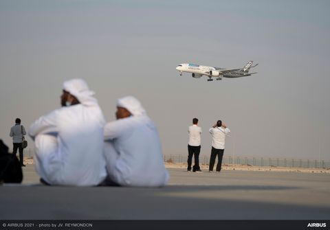 Dubai Airshow 2021 Day 3 - A350 XWB Airbus flying display