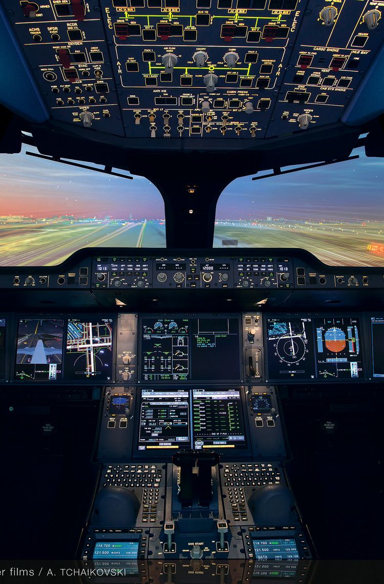 A350 cockpit by night A350 cockpit by night