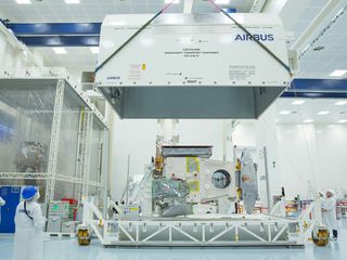 EarthCARE Packing into container cleanroom Friedrichshafen EarthCARE Packing into container cleanroom Friedrichshafen