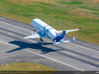 BelugaXL First Flight Take Off Aerial View BelugaXL First Flight Take Off Aerial View