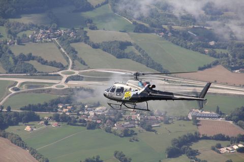 High above the French countryside.